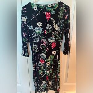 Ladies Ann Klein dress, size S. Black with colored flowers.
